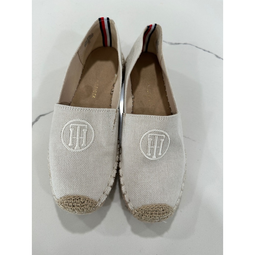 Tommy Hilfiger‎ Espadrille Flats Women's 8.5 M Canvas Logo Slip On Casual